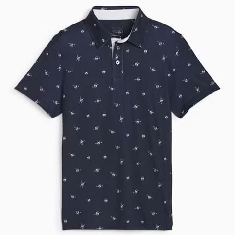 Áo golf tay ngắn trẻ em Mattr Skulls Polo Boys - Deep Navy-Melon Punch 62577603 | PUMA