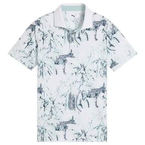 Áo golf tay ngắn trẻ em Boys Mattr Safari Polo - White Glow / Modern Mint 63113801 | PUMA