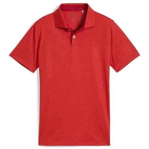Áo golf tay ngắn trẻ em Boys Mattr Micro Floral Polo - Red Fire / Dark Crimson 63113903 | PUMA
