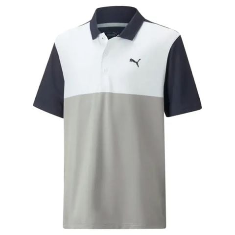 Áo golf tay ngắn trẻ em Boys Cloudspun Colorblock Polo - Navy Blazer/High Rise 53977702 | PUMA