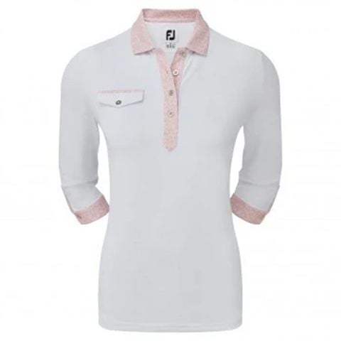 Áo Golf Nữ Tay Ngắn 3/4 Sleeve Pique with Printed Trim Shirt 82683 | FootJoy