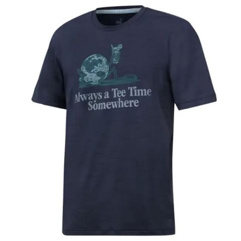 Áo golf tay ngắn nam Cloudspun Tee Time Somewhere Tee - Navy Blazer Heather 53912102 | PUMA