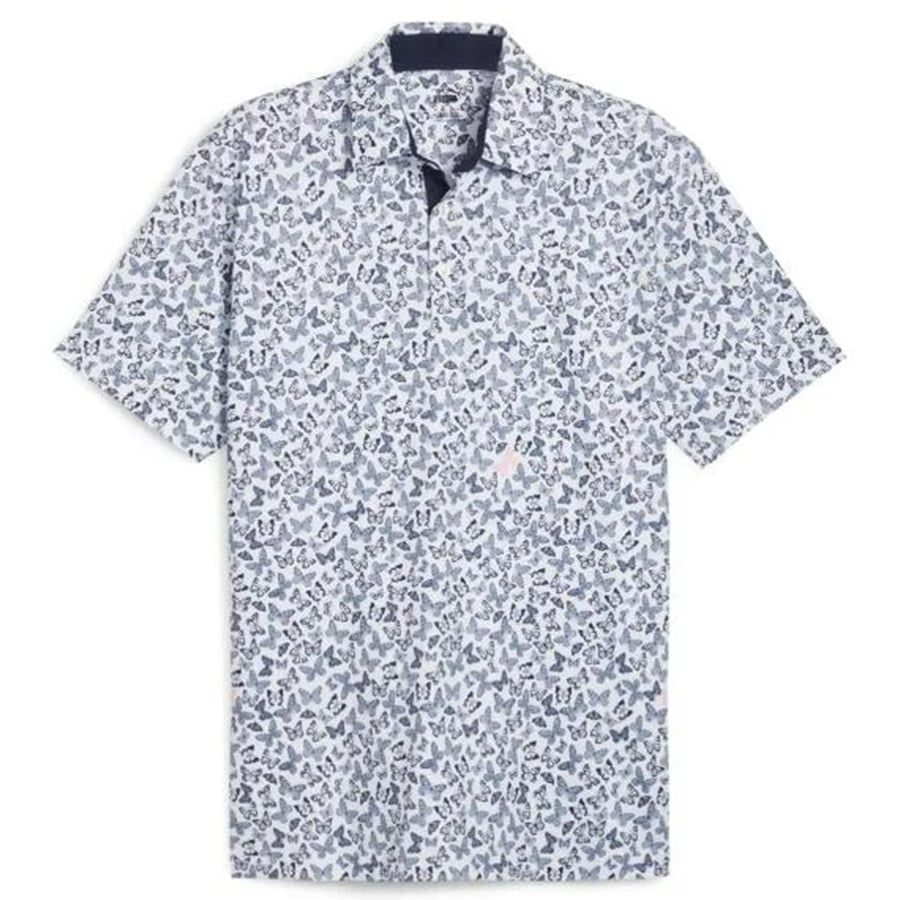 Áo golf tay ngắn nam Cloudspun Butterflies Polo - White Glow - Deep Na