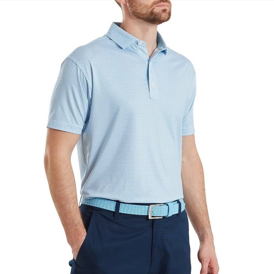 Áo Golf Nam Tay Ngắn Nautical Flag Print Lisle Self Collar 39481 | Foo