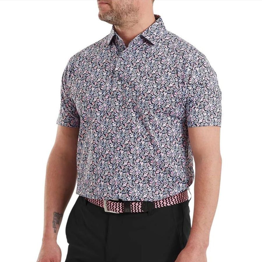 Áo Golf Tay Ngắn Meadow Print Lisle Self Collar 39451 | Foo