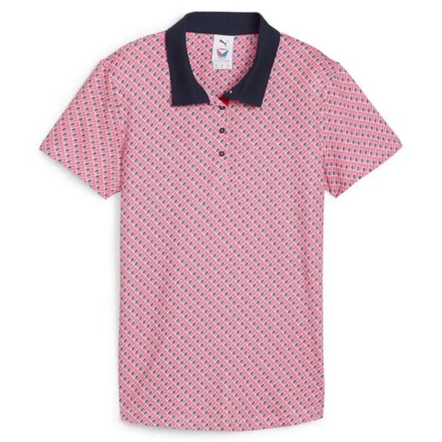 Áo golf nữ tay ngắn Puma x W Volition Multi Flag Golf Polo - Strong Re
