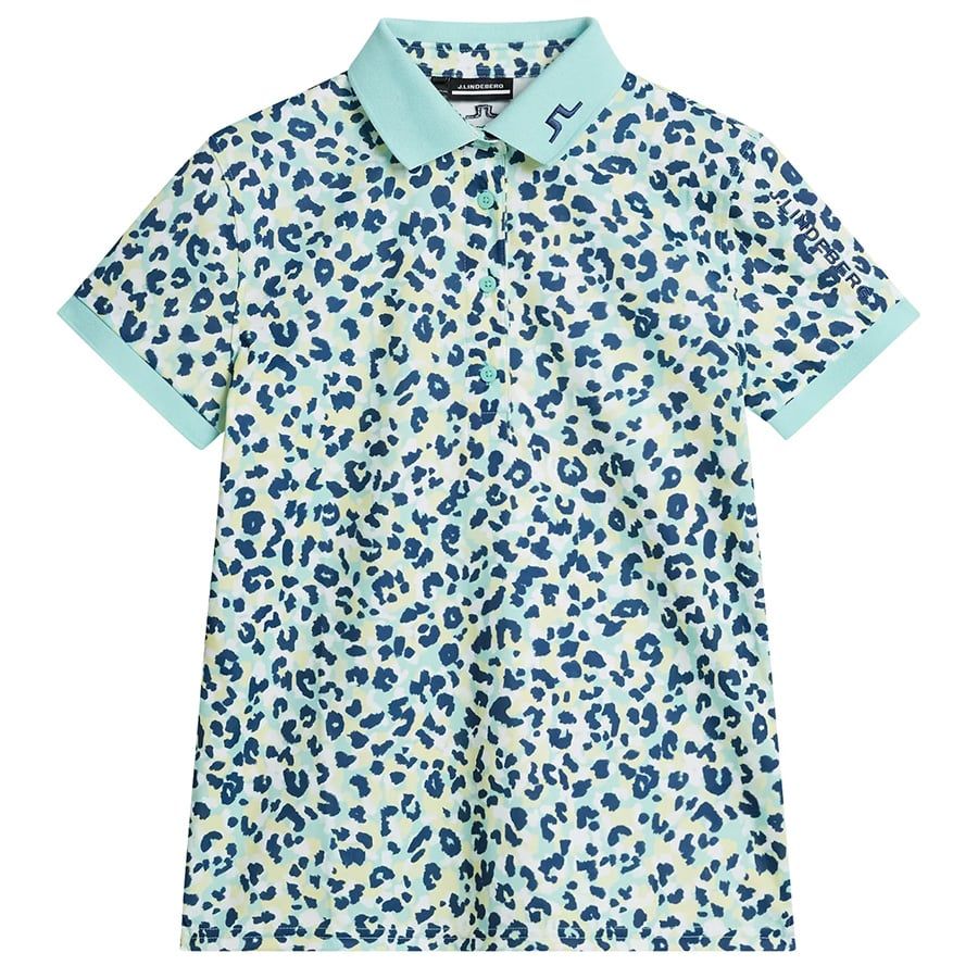 Áo golf nữ tay ngắn Tour Tech Print Polo Leopard Aruba Blue GWJT09007-