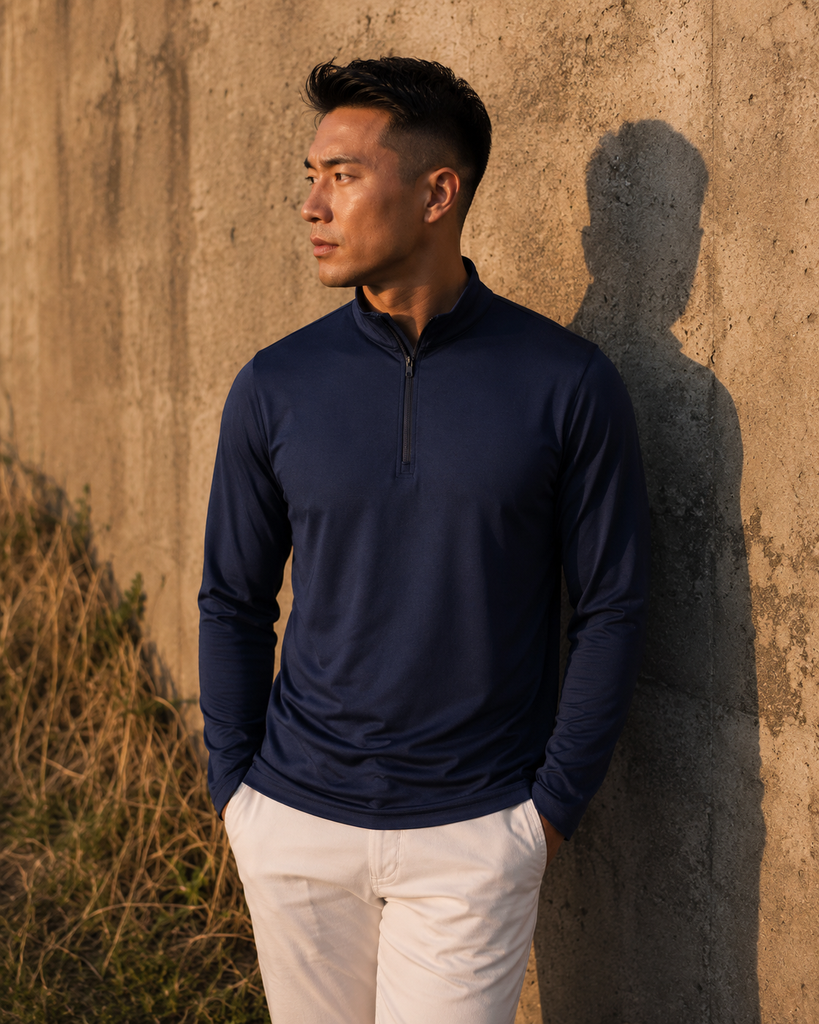 Áo Golf Nam Tay Dài 1/4 zip  - Midnight WS101705 | Wildside