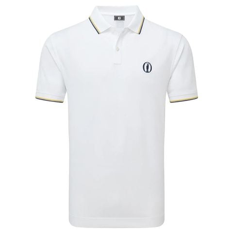 Áo Golf Tay Ngắn FootJoy Eu Sld W Trim Pique Wht W Yllw 32533 | FootJoy