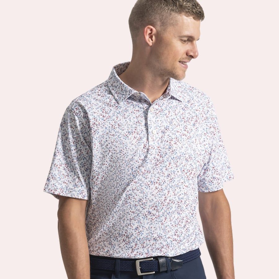 Áo Golf Tay Ngắn FootJoy Watercolor Floral Print Pique Self Collar 394