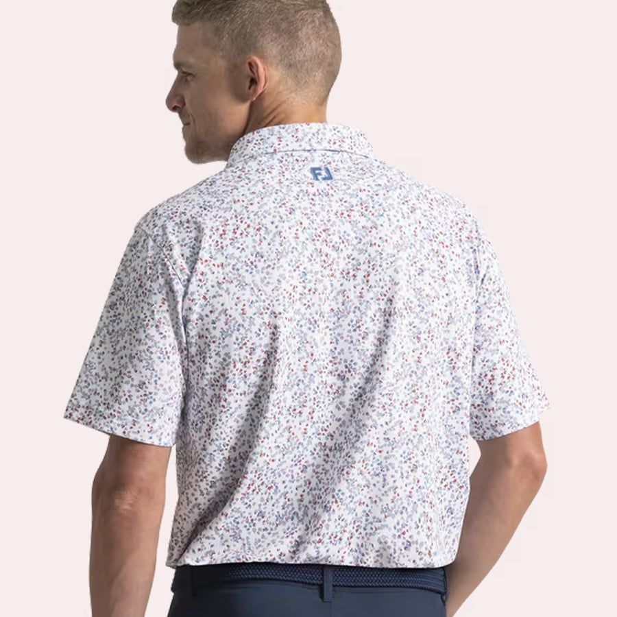Áo Golf Tay Ngắn FootJoy Watercolor Floral Print Pique Self Collar 394