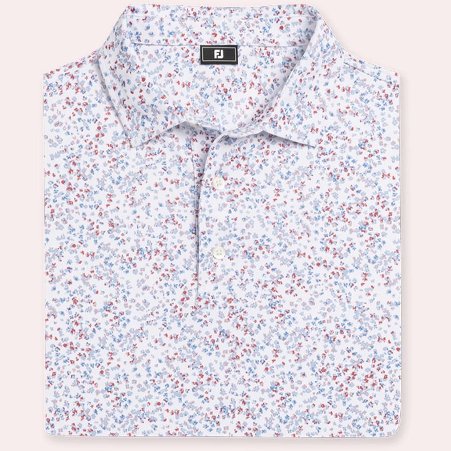 Áo Golf Tay Ngắn FootJoy Watercolor Floral Print Pique Self Collar 394