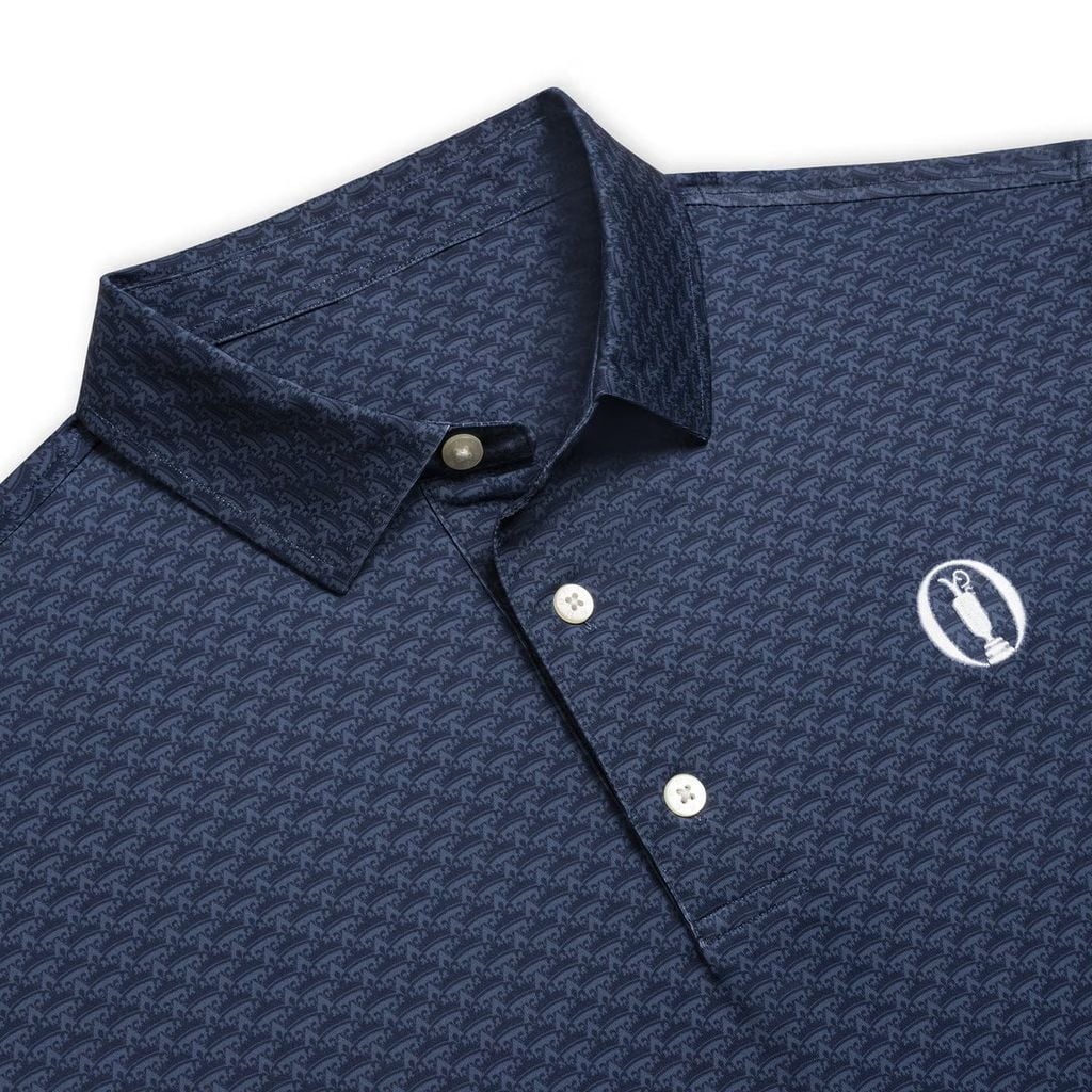 Áo Golf Nam Tay Ngắn Open Crown Lisle Shirt 43046 Navy  | FootJoy