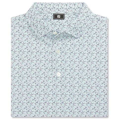 Áo golf nam tay ngắn Gamer Print Pique White / Steel Blue / Navy / Seafoam 37442 | FootJoy