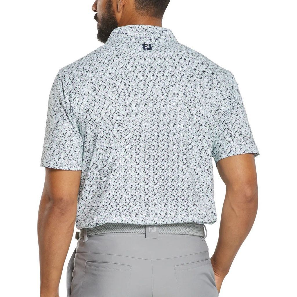 Áo golf nam tay ngắn Gamer Print Pique White / Steel Blue / Navy / Sea