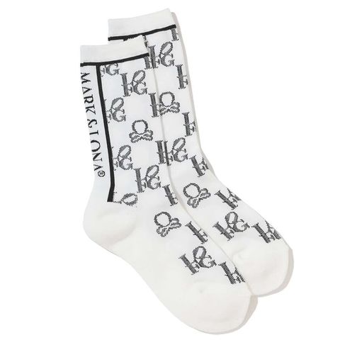 Vớ golf nữ cổ cao Ever Monogram Socks MLF-5A-FS33 ( White/Black ) | MARK & LONA