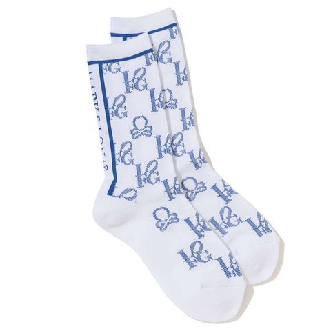 Vớ golf nữ cổ cao Ever Monogram Socks MLF-5A-FS33 ( White/Blue ) | MARK & LONA