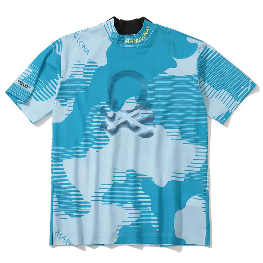 Áo golf nam tay ngắn Flow Camo Mock Neck Tee MLM-5A-AA07 (Blue) | MARK