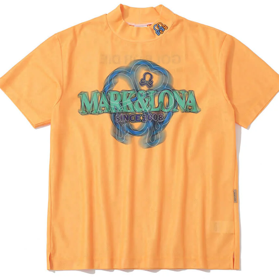 Áo golf nam tay ngắn Clava Mesh Jacquard Mock Neck MLM-5C-AA01 (Orange