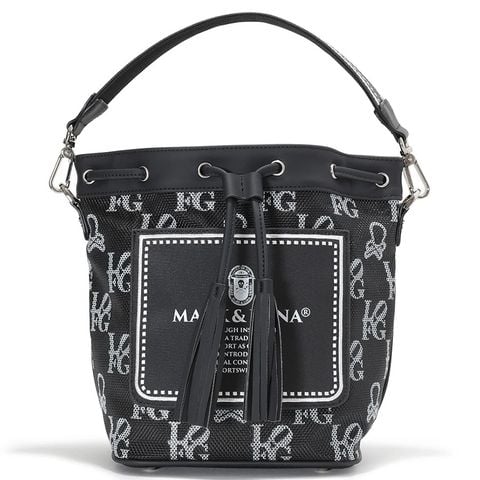 Túi golf cầm tay nữ Ever Monogram Mesh Cinch Bag MLS-5A-SB33 (Black) | MARK & LONA