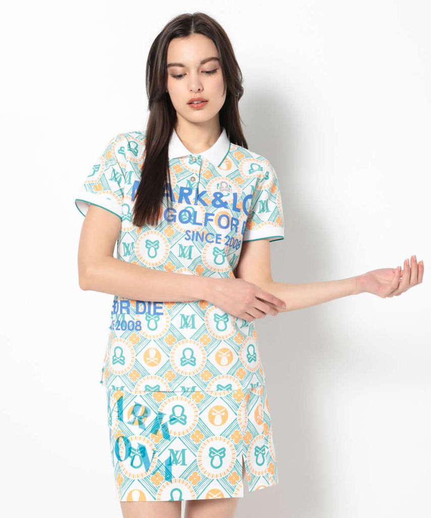 Áo golf nữ tay ngắn Aura Monogram Polo MLW-5A-AP05 (Green) | MARK & LO