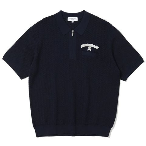 Áo Golf Nam Tay Ngắn Sovereign Geometric Knit Polo NAVY MLM-6A-AB07 | MARK & LONA