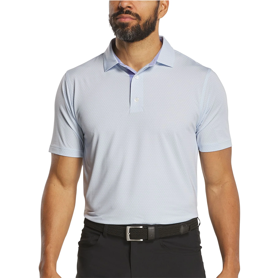 Áo golf nam tay ngắn Deco Diamond Print Lisle Ice Water / Periwinkle 3