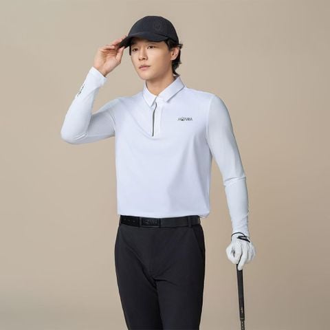 Áo golf nam tay dài BRIGHT WHITE HMLC705T222 | HONMA