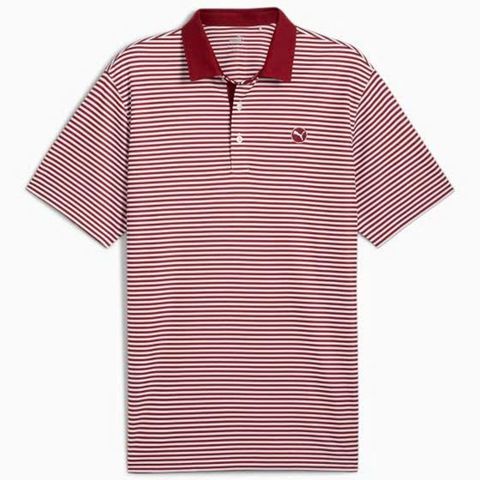 Áo golf nam tay ngắn Pure Stripe Polo - Intense Red-White Glow 62447511 | PUMA