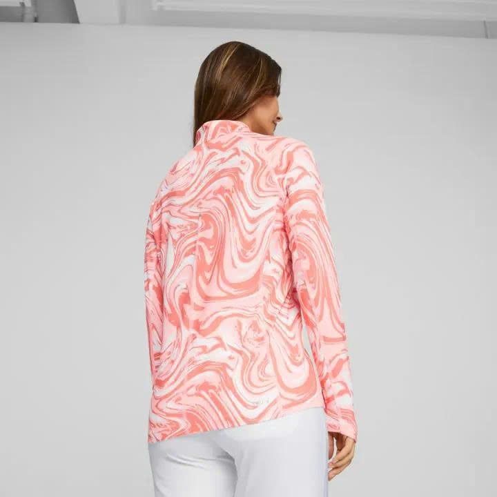 Áo golf tay dài nữ W YouV Sandstone 1/4 Zip - White Glow-Fizzy Sun 622
