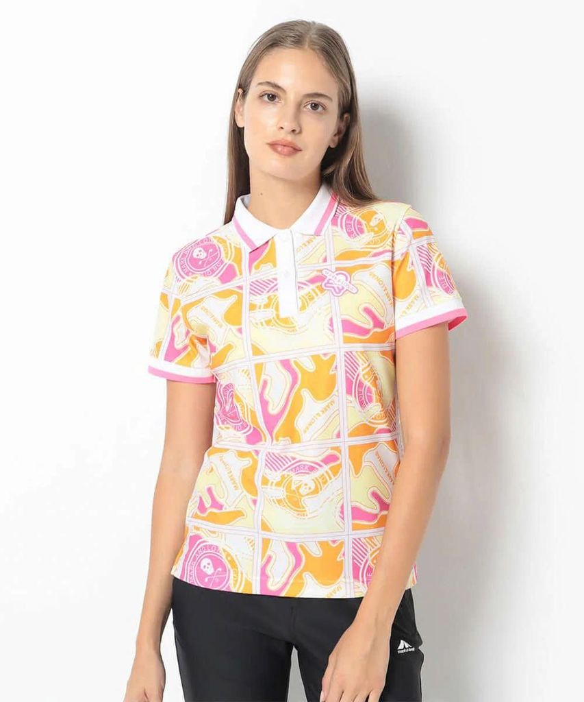 Áo golf nữ tay ngắn Gauge Block Pattern Polo MLW-5A-AP01 (Pink) | MARK