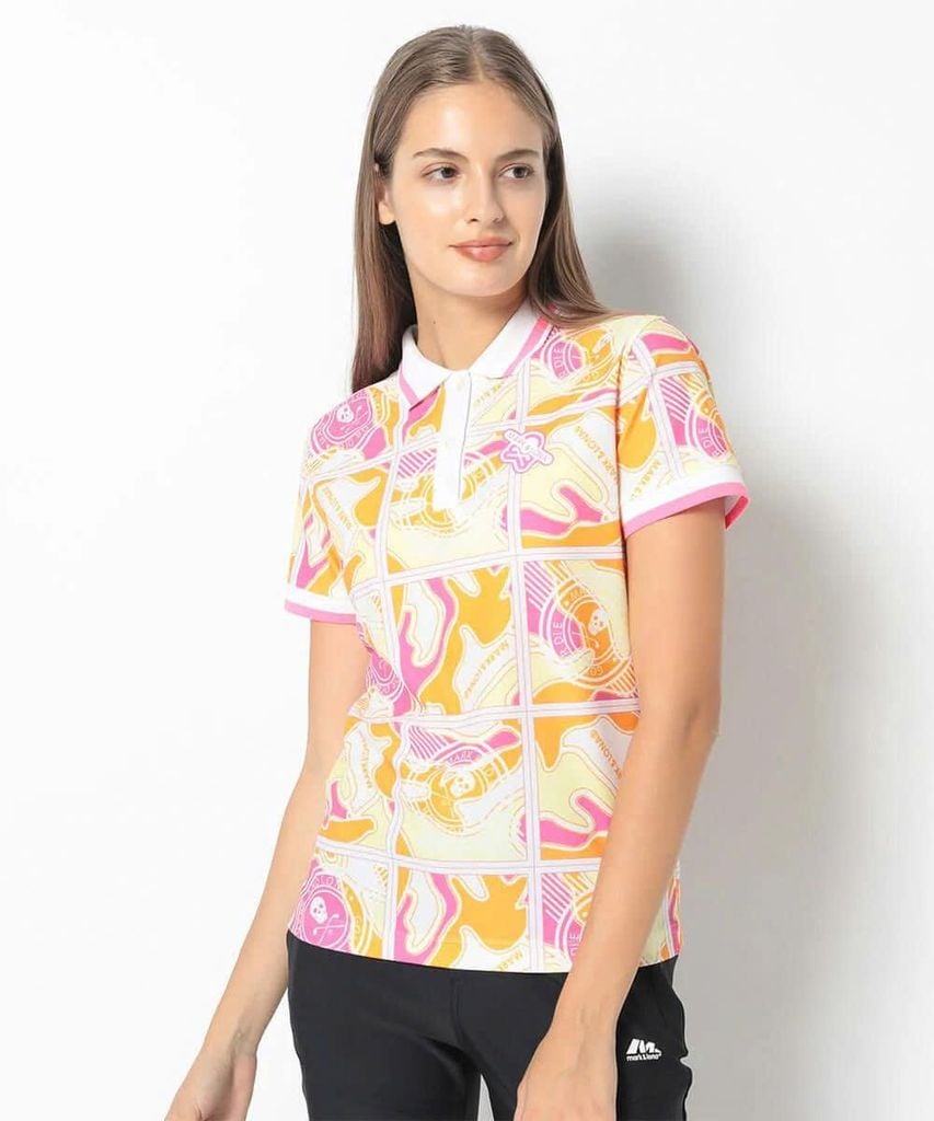Áo golf nữ tay ngắn Gauge Block Pattern Polo MLW-5A-AP01 (Pink) | MARK