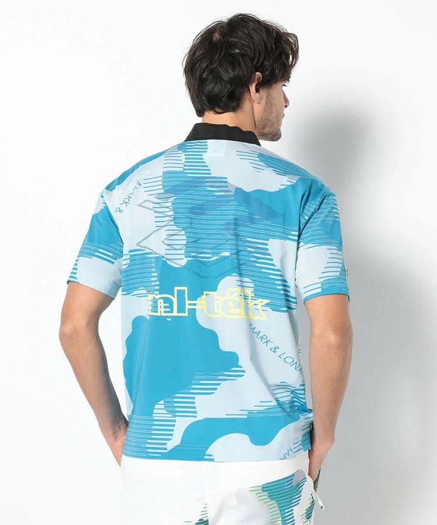 Áo golf nam tay ngắn Flow Camo Mock Neck Tee MLM-5A-AA07 (Blue) | MARK