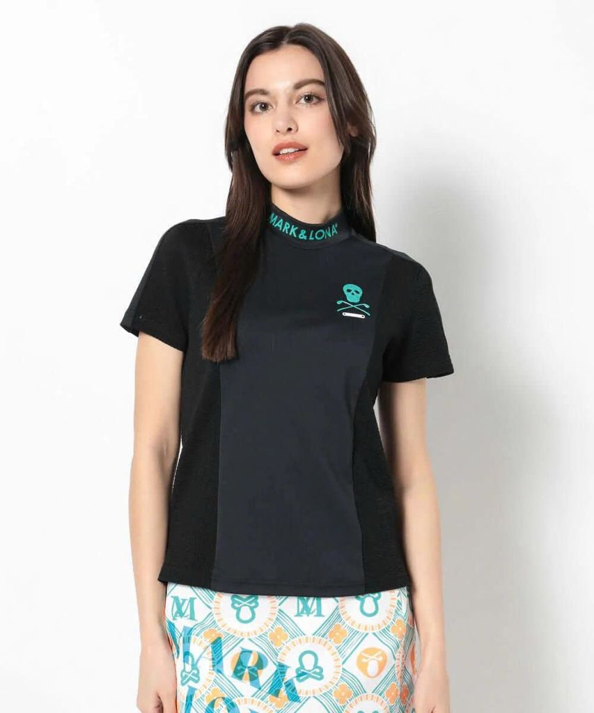 Áo golf nữ tay ngắn Calde Panel Mock Neck MLW-5A-AA05 (Black) | MARK &