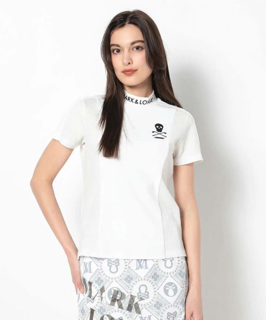 Áo golf nữ tay ngắn Calde Panel Mock Neck MLW-5A-AA05 (White) | MARK &