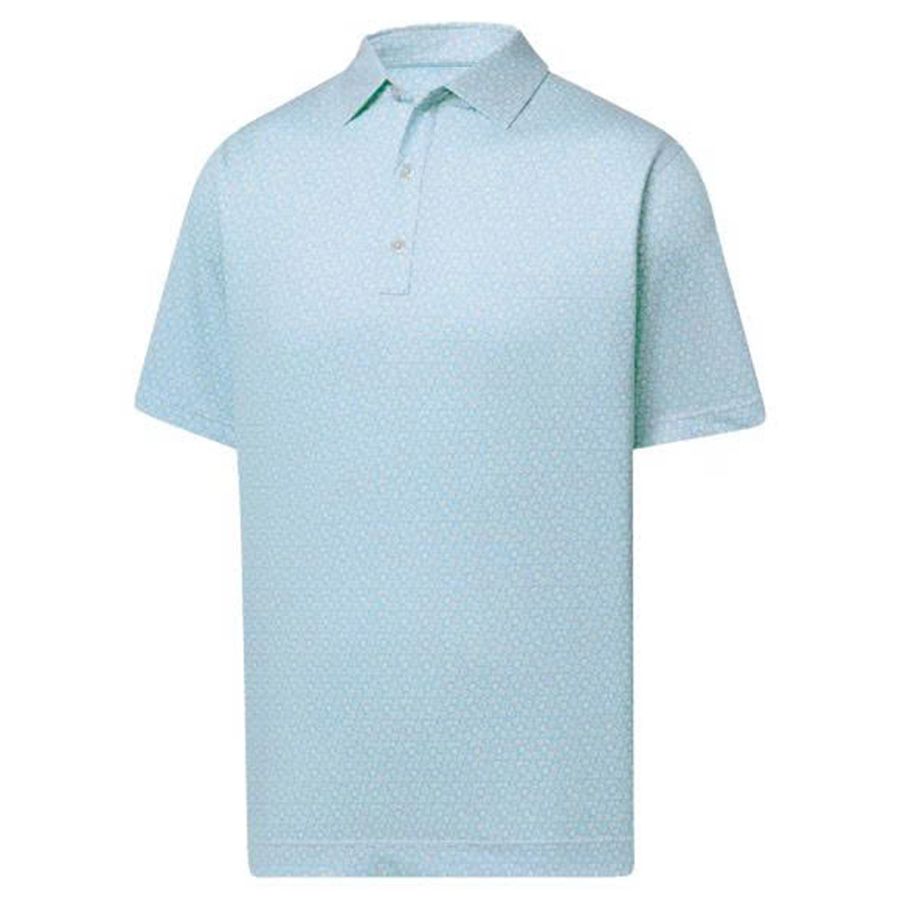 Áo golf nam tay ngắn Allover Floral Lisle White / Sky 31491 | FootJoy