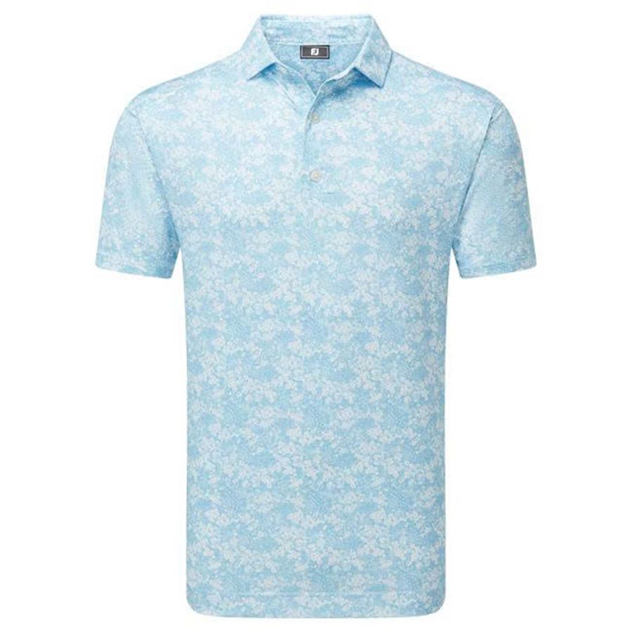 Áo golf nam tay ngắn Garden Print Lisle Air Blue 37459 | FootJoy