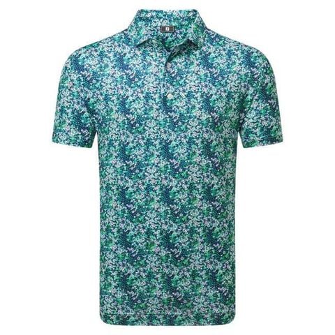 Áo golf nam tay ngắn Garden Print Lisle Navy 37461 | FootJoy