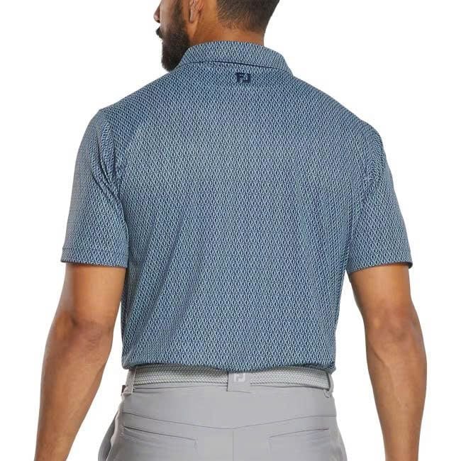 Áo golf nam tay ngắn Modernist Geo Pique Steel Blue / Navy 37447 | Foo