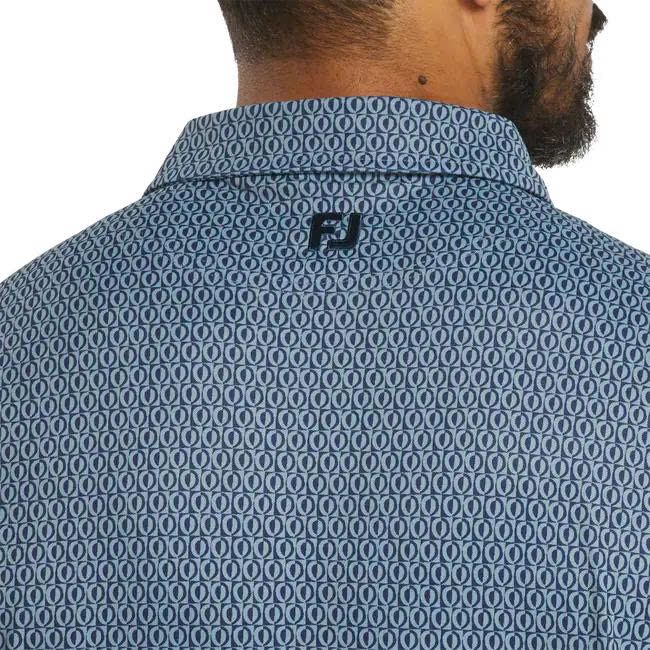 Áo golf nam tay ngắn Modernist Geo Pique Steel Blue / Navy 37447 | Foo