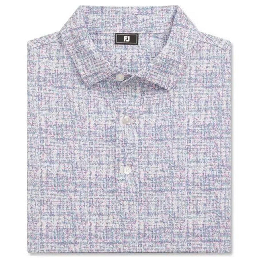 Áo golf nam tay ngắn Tweed Print Lisle White / High Tide 37473 | FootJ