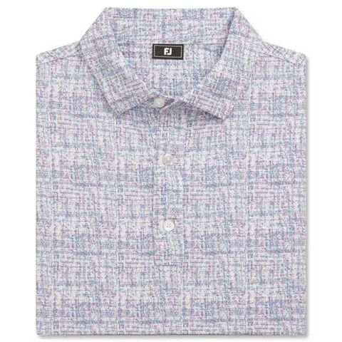 Áo golf nam tay ngắn Tweed Print Lisle White / High Tide 37473 | FootJoy