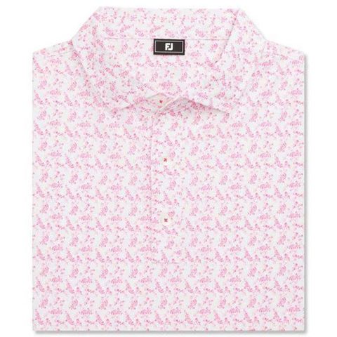 Áo golf nam tay ngắn Vintage Floral Lisle White / Magenta 37449 | FootJoy
