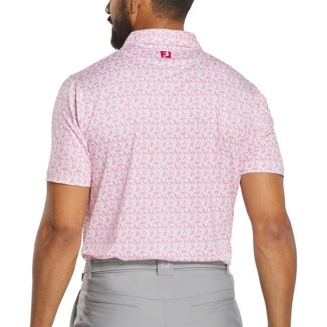Áo golf nam tay ngắn Vintage Floral Lisle White / Magenta 37449 | Foot