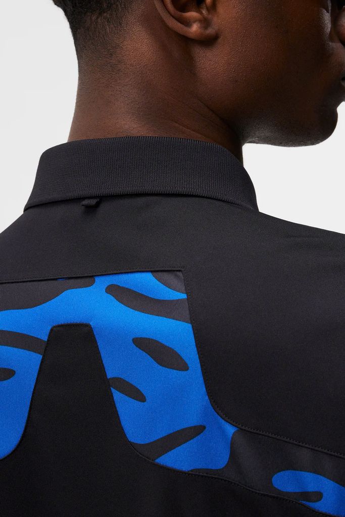 Áo golf nam tay ngắn KV Regular Fit Print BLACK GMJT11526-9999 | J.Lin