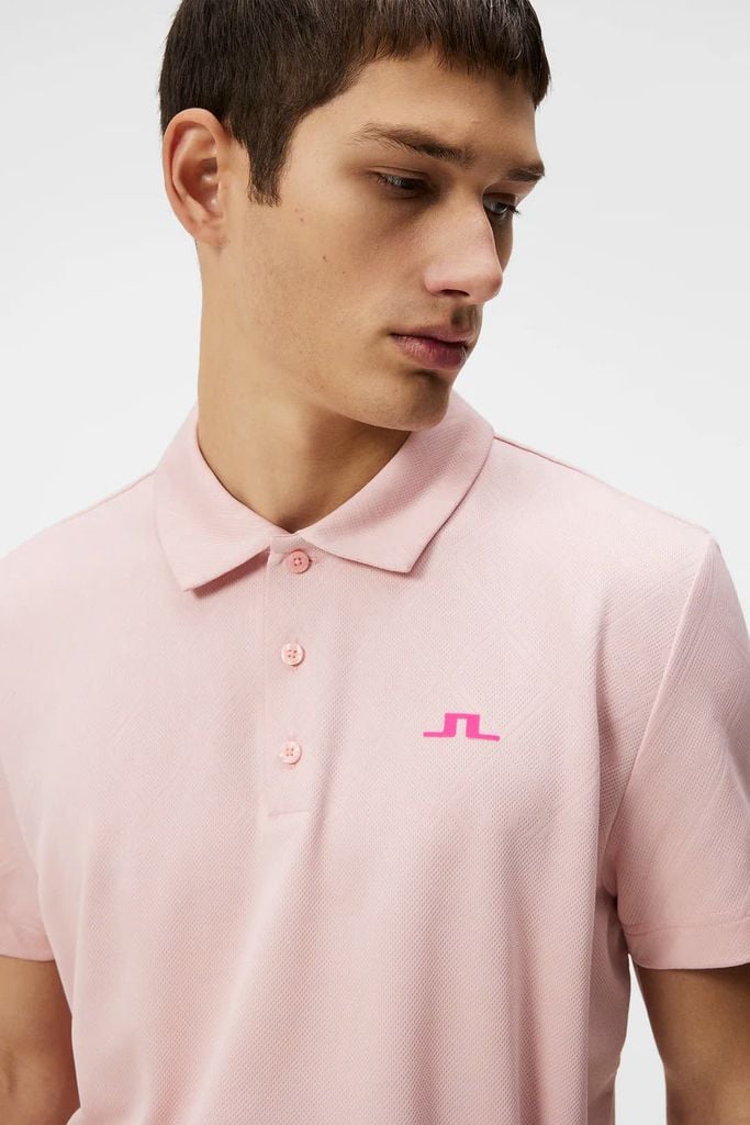 Áo golf nam tay ngắn Halto Regular Fit Polo Geo Powder Pink GMJT09543-