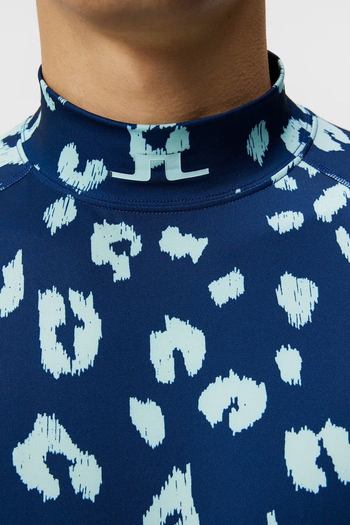 Áo golf nam tay dài Aello Soft Compression Print Savanna Estate Blue G