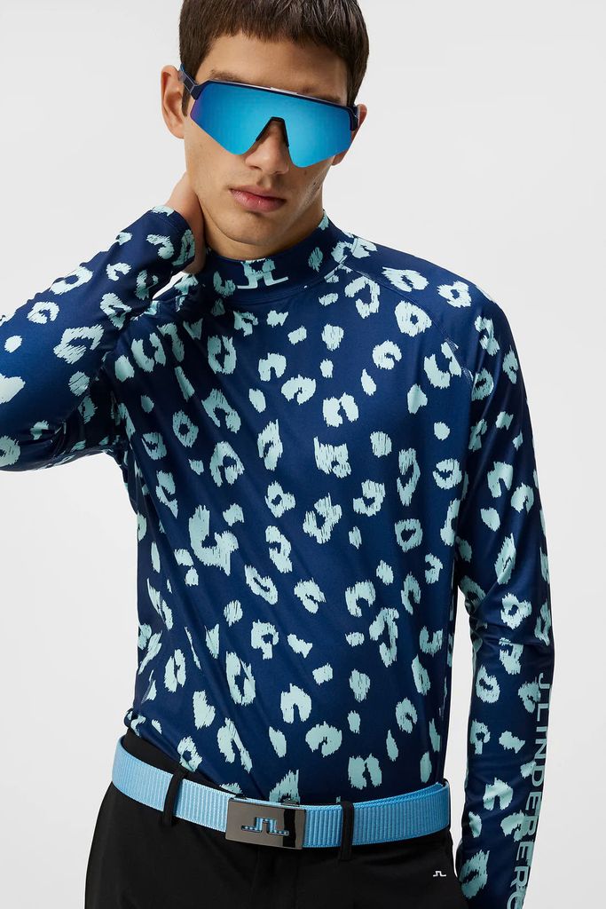 Áo golf nam tay dài Aello Soft Compression Print Savanna Estate Blue G