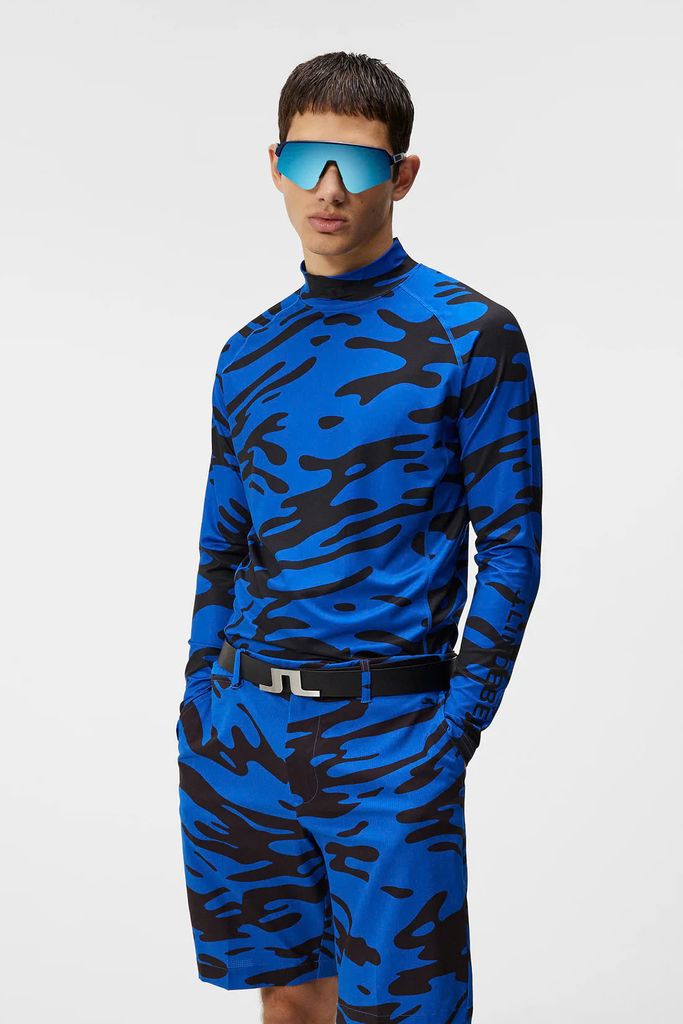 Áo golf nam tay dài Aello Soft Compression Print Neptune Nautical Blue