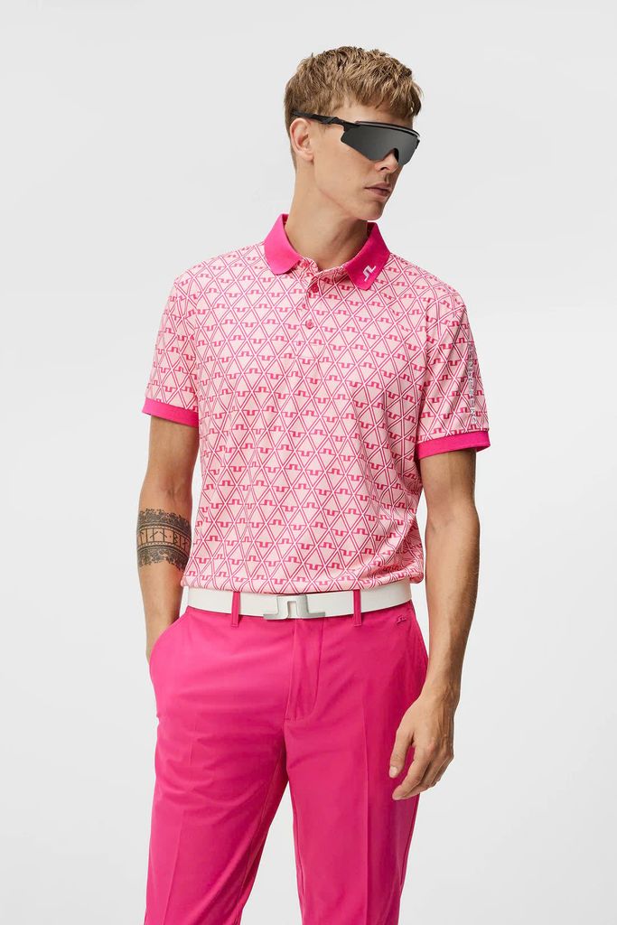 Áo golf nam tay ngắn Tour Tech Reg Fit Print Polo Geo Powder Pink GMJT